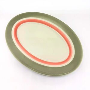 Vintage Shenango Oval Serving Platter Gray Pink RimRol Restaurant Diner Dish MCM